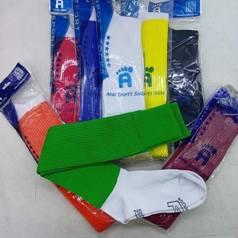 45779 جوراب ساق بلند فوتبالی آراز اسپرت 6 ستاره کف حوله ای