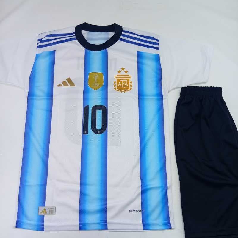 کیت تیشرت شورت آرژانتین سفید آبی شرت مشکی  - image 1