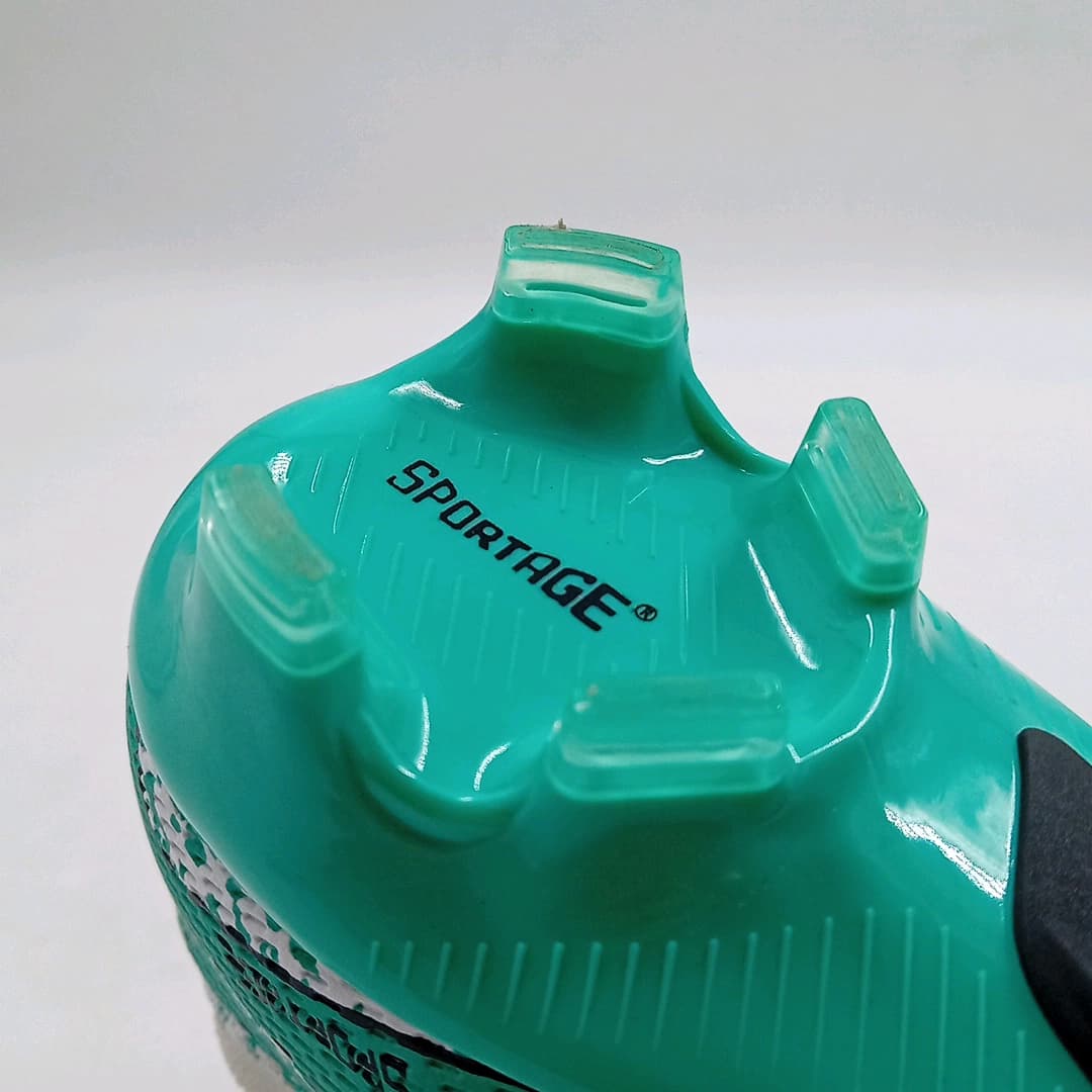 1055کفش چمن طبیعی اسپورتیج نیمه جورابی رویه عاج خط خط هولوگرام دار سفید فیروزه ای - تصویر ۶