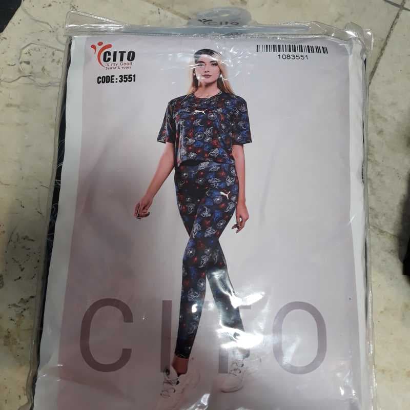3551 تیشرت شلوار طرح گل پوما  - تصویر ۱