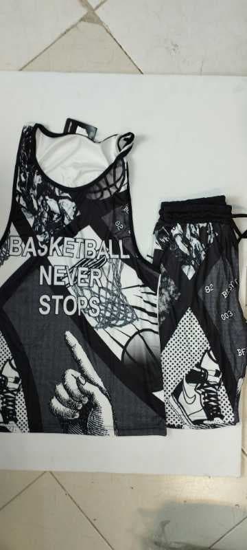 رکابی حلقه استین و شلوارک basketball never stop  - تصویر ۱