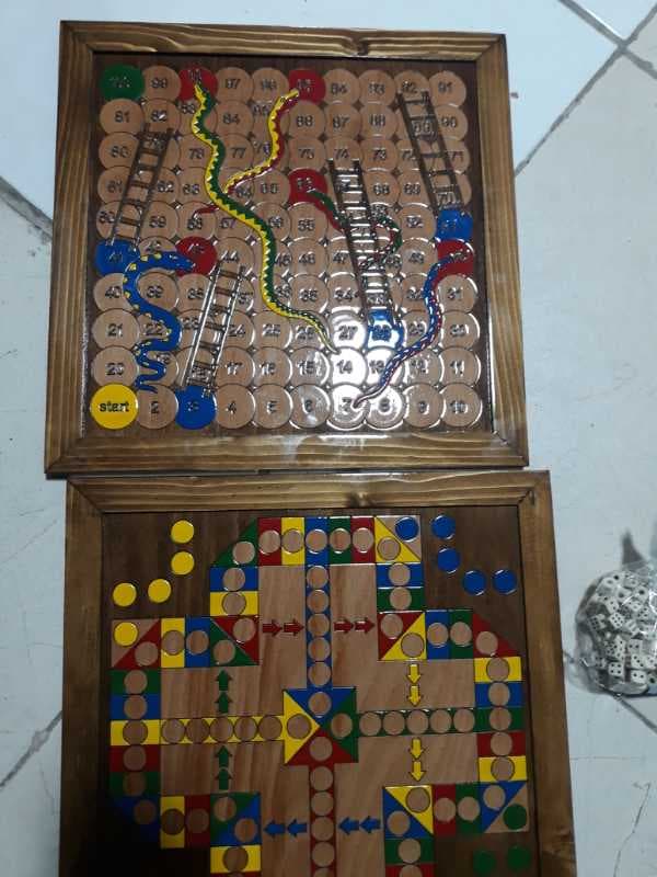 2بازی - منچ مارپله قابدار 34در34 چوبی اعلا