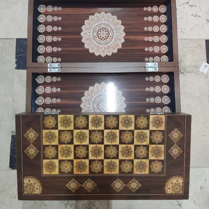 تخته نردوشطرنج چوبی کلاف ام دی اف 50در50 طرحدارساده - تصویر ۱