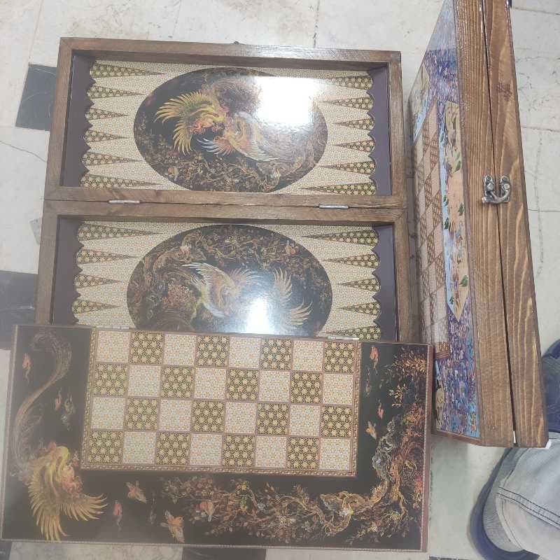 تخته نردوشطرنج چوبی قفلدار50در50 کلاف روسی2 - تصویر ۱