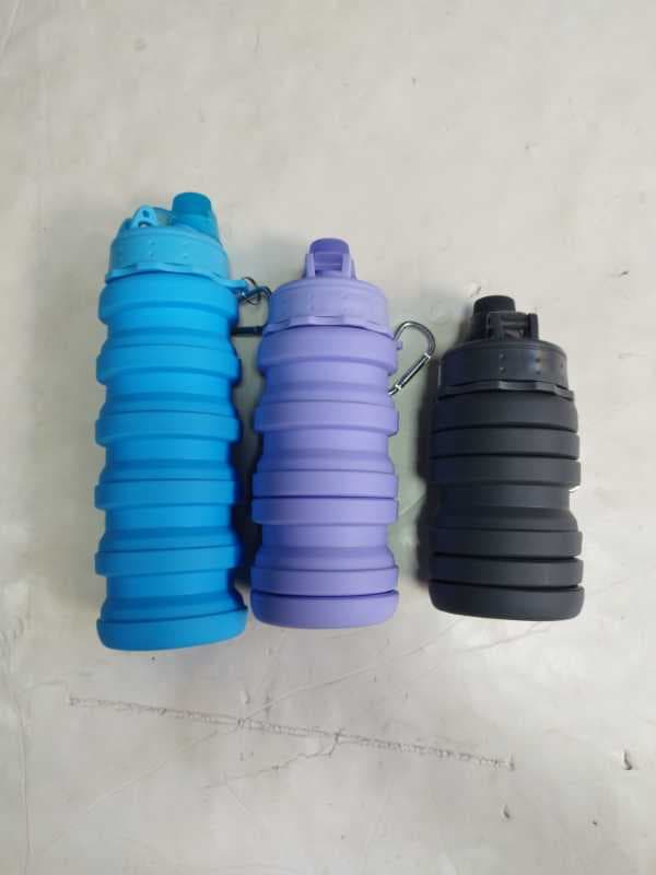 قمقمه سیلیکونی تاشو سر پیچ سادہ 500میل  - تصویر ۱
