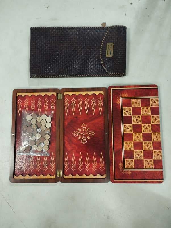 شطرنج وتخته نرد مسافرتی 30در15کوچک کاور دار - تصویر ۱
